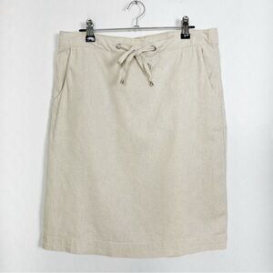 Lily Morgan Beige Linen Blend‎ Knee-Length Pencil Skirt Tie Front Size Medium